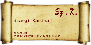 Szanyi Karina névjegykártya