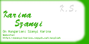 karina szanyi business card